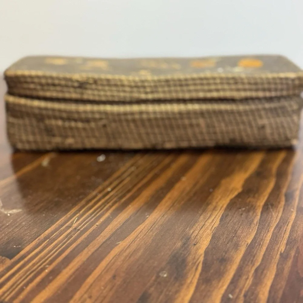 Hand Crafted North American‎ Native Birch Bark Covered Porcupine Quill Basket 9